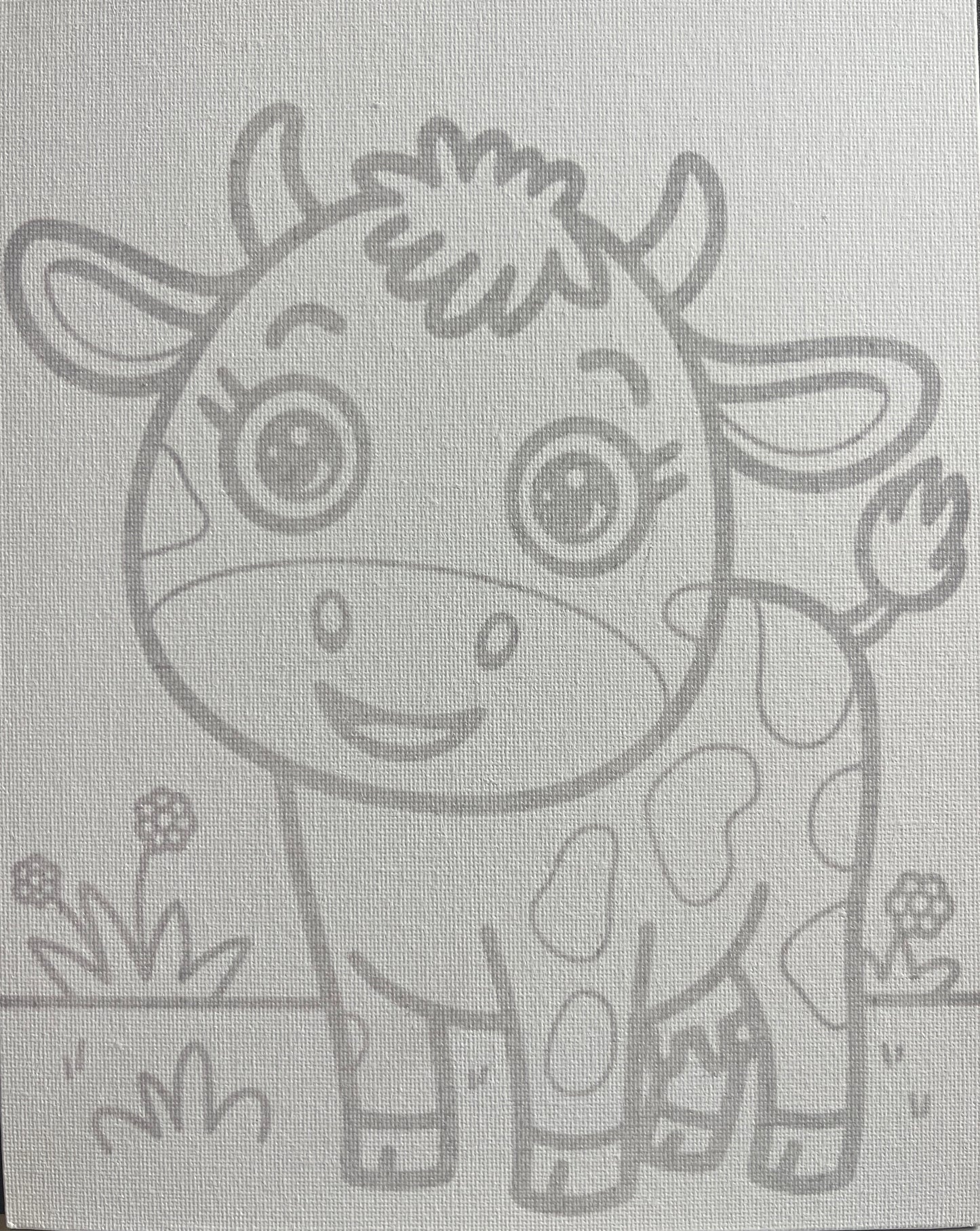 Cow 8x10 Canvas Board Paint Kit - DIY Art Set All Ages, Traced Design, Paint & Brush, Quality Craft Project Gift