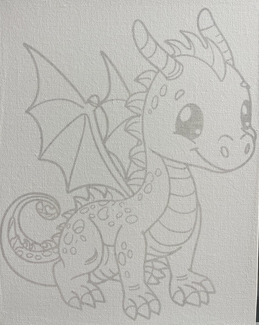 Dragon Canvas Board Paint Kit - DIY Art Set All Ages, Traced Design, Paint & Brush, Quality Craft Project Gift