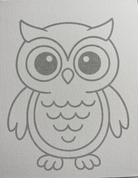 Owl 8x10 Canvas Board Paint Kit - DIY Art Set All Ages, Traced Design, Paint & Brush, Quality Craft Project Gift