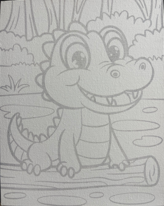 Alligator Canvas Board Paint Kit - DIY Art Set All Ages, Traced Design, Paint & Brush, Quality Craft Project Gift