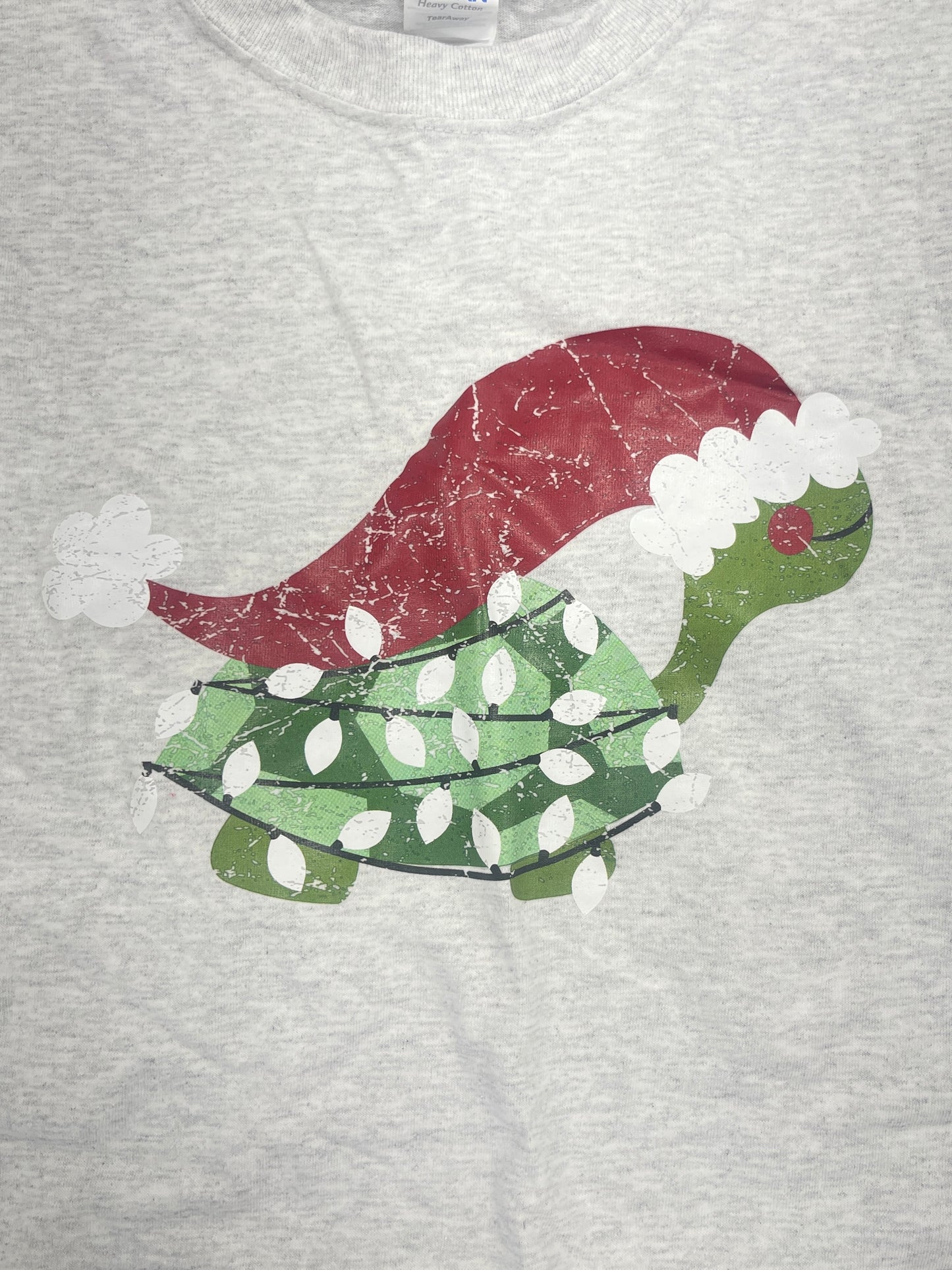 Christmas Turtle T-Shirt Heather Light Gray L