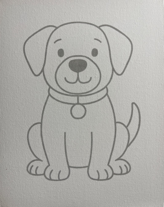 Dog 8x10 Canvas Board Paint Kit - DIY Art Set All Ages, Traced Design, Paint & Brush, Quality Craft Project Gift