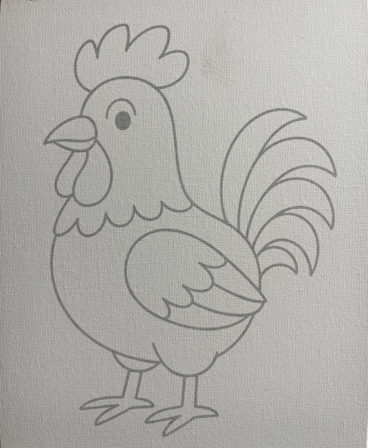 Rooster Canvas Board Paint Kit - DIY Art Set All Ages, Traced Design, Paint & Brush, Quality Craft Project Gift