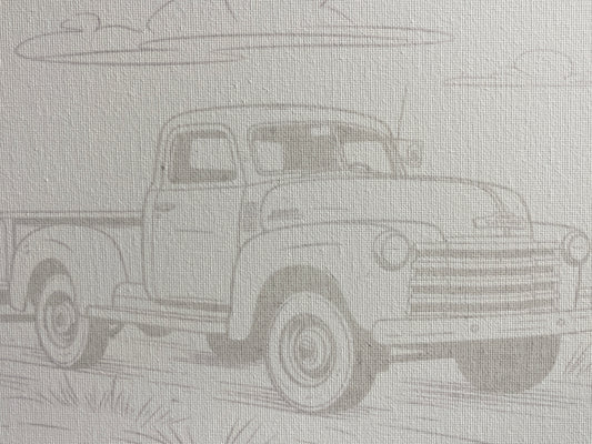 Old Truck Canvas Board Paint Kit - DIY Art Set All Ages, Traced Design, Paint & Brush, Quality Craft Project Gift