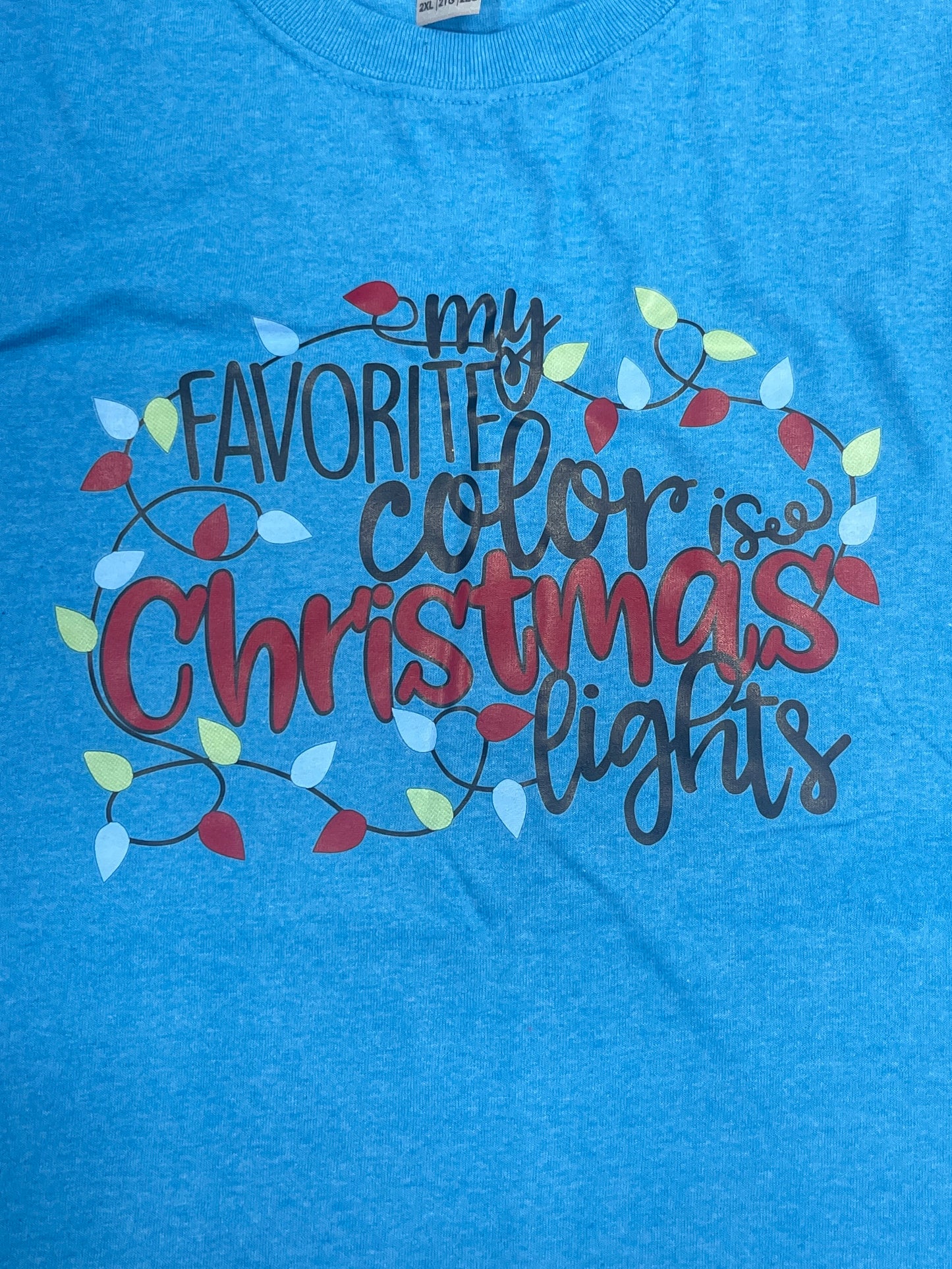 My Favorite Color Christmas T-Shirt Heather Sapphire 2XL