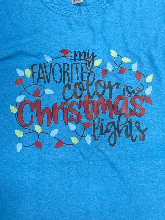 My Favorite Color Christmas T-Shirt Heather Sapphire 2XL