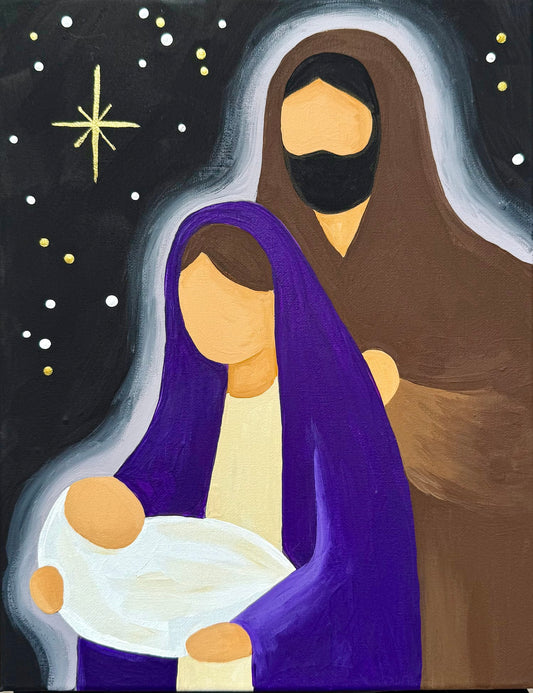 Holy Family 11x14 Canvas Paint Kit – DIY Art Set All Ages, Traced Canvas, Brushes & Instructions, Quality Craft Project Gift