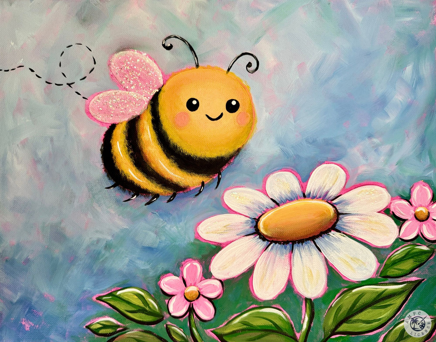 It's Good to Bee Home Paint Kit | 11x14 DIY Pre-Drawn Canvas with Instructions | Bees and Florals Craft