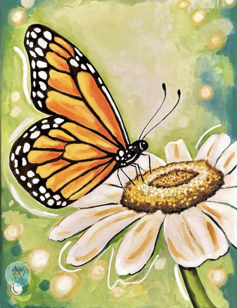 Magical Monarch Paint Kit | 11x14 DIY Pre-Drawn Canvas with Instructions | Butterfly Craft