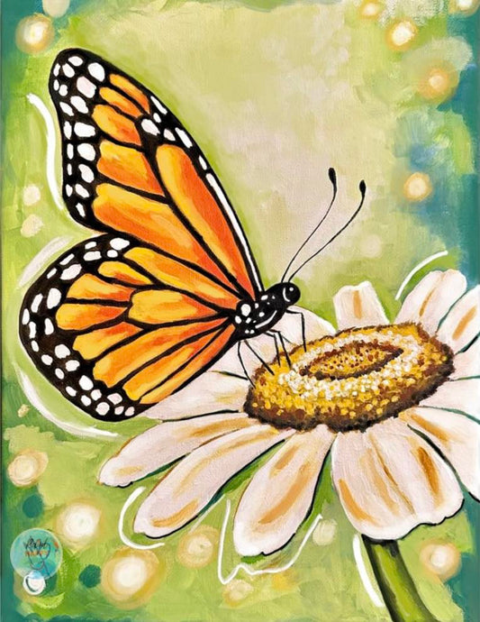 Magical Monarch Paint Kit | 11x14 DIY Pre-Drawn Canvas with Instructions | Butterfly Craft
