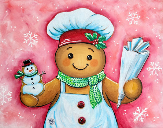 Merry & Sweet Gingerbread 11x14 Canvas Paint Kit – DIY Art Set All Ages, Traced Canvas, Brushes & Instructions, Quality Craft Project Gift