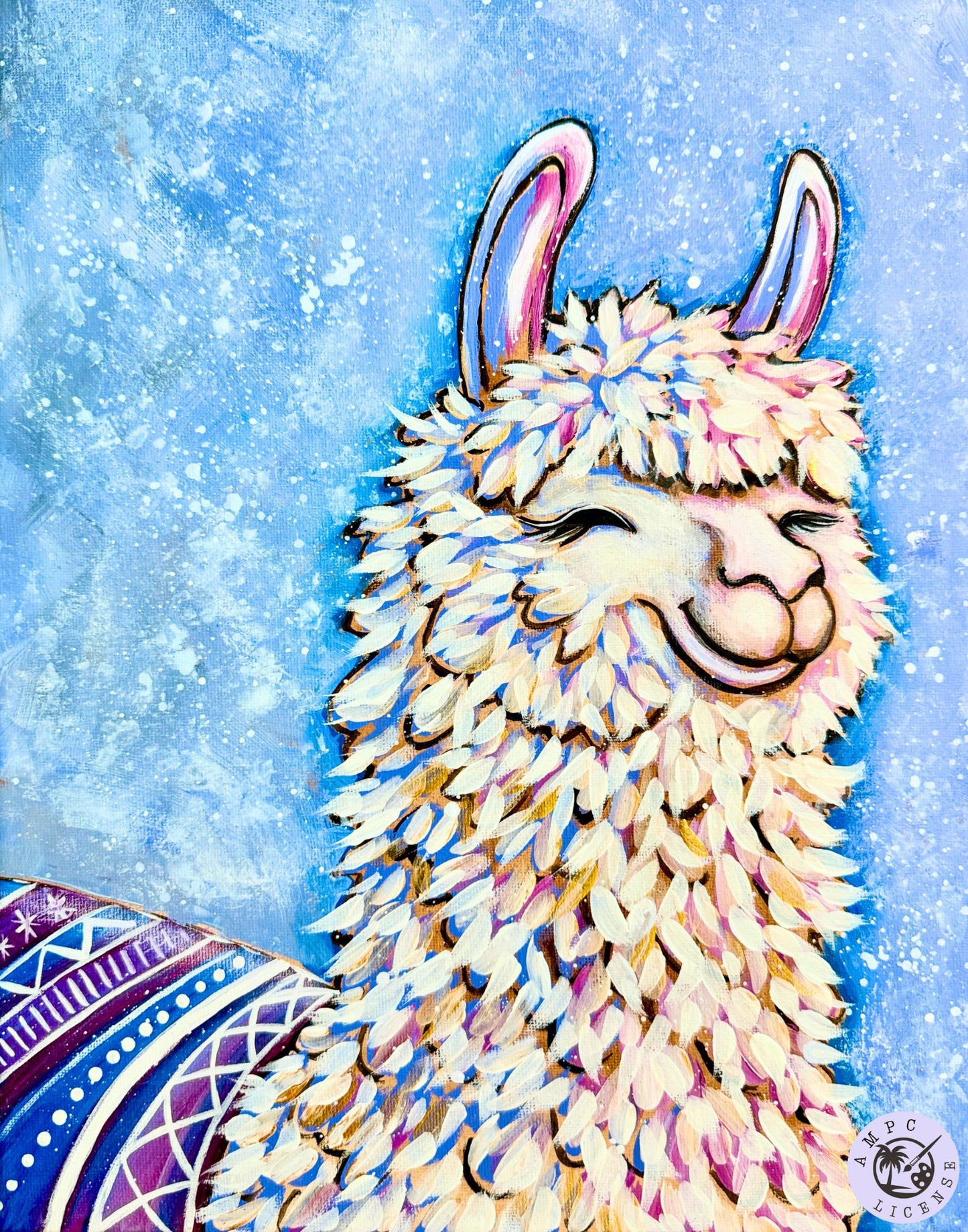 No Drama Snow Llama 11x14 Canvas Paint Kit – DIY Art Set All Ages, Traced Canvas, Brushes & Instructions, Quality Craft Project Gift