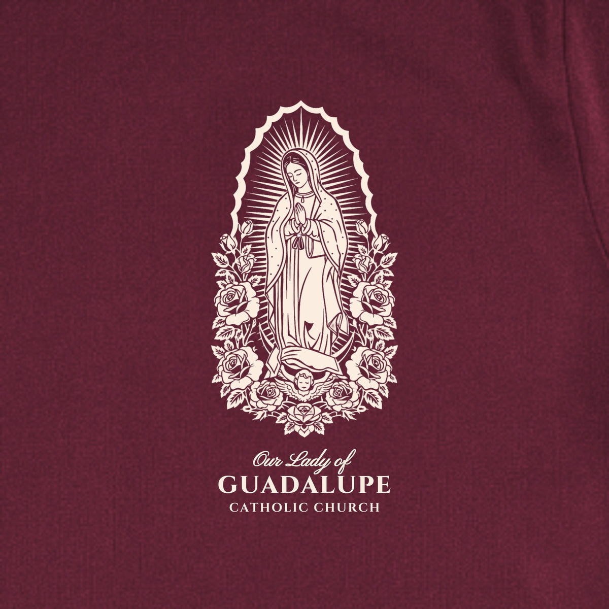 Maroon front design close up