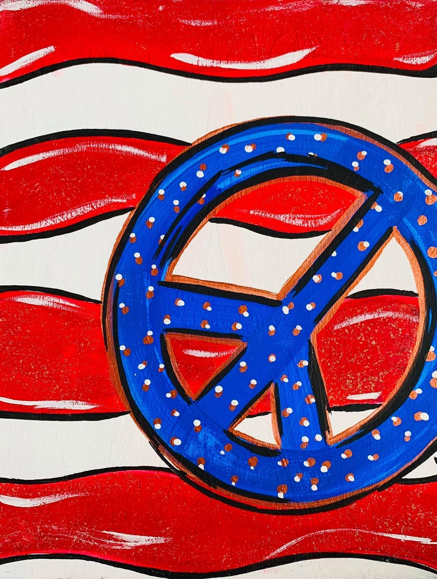 Patriotic Peace 11x14 Canvas Paint Kit – DIY Art Set All Ages, Traced Canvas, Brushes & Instructions, Quality Craft Project Gift