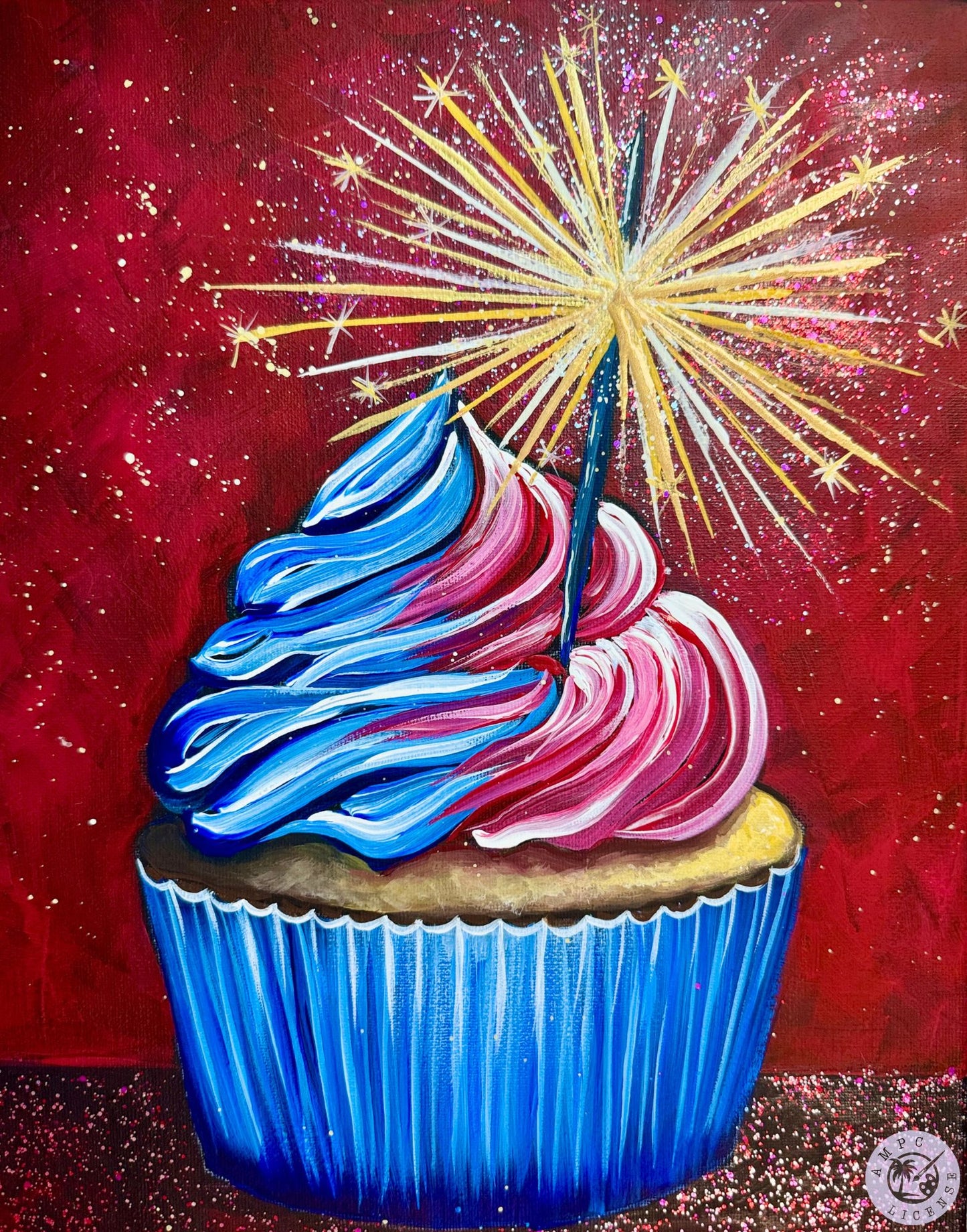 Red, White & Sparkle 11x14 Canvas Paint Kit – DIY Art Set All Ages, Traced Canvas, Brushes & Instructions, Quality Craft Project Gift