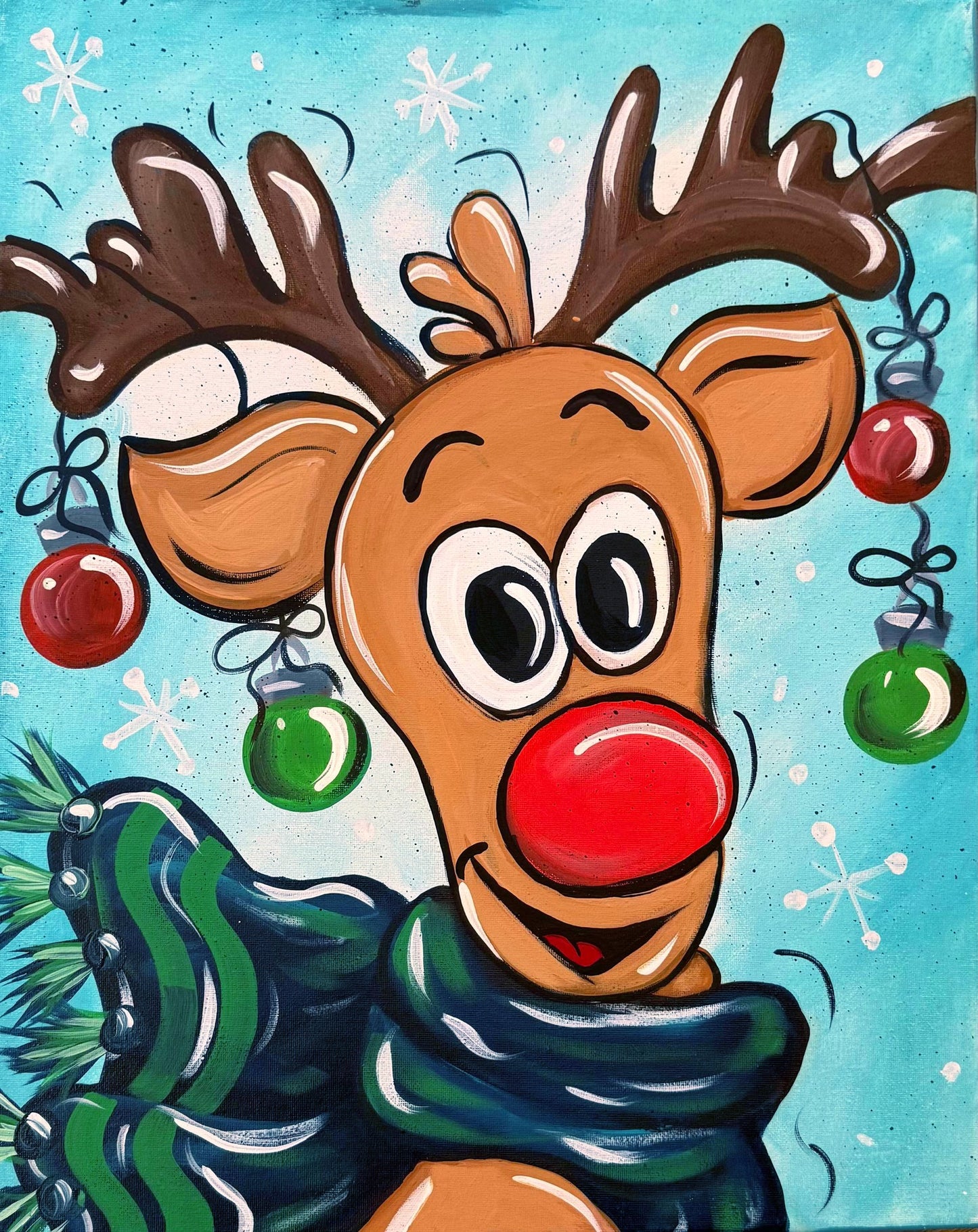 Rudolph 11x14 Canvas Paint Kit – DIY Art Set All Ages, Traced Canvas, Brushes & Instructions, Quality Craft Project Gift