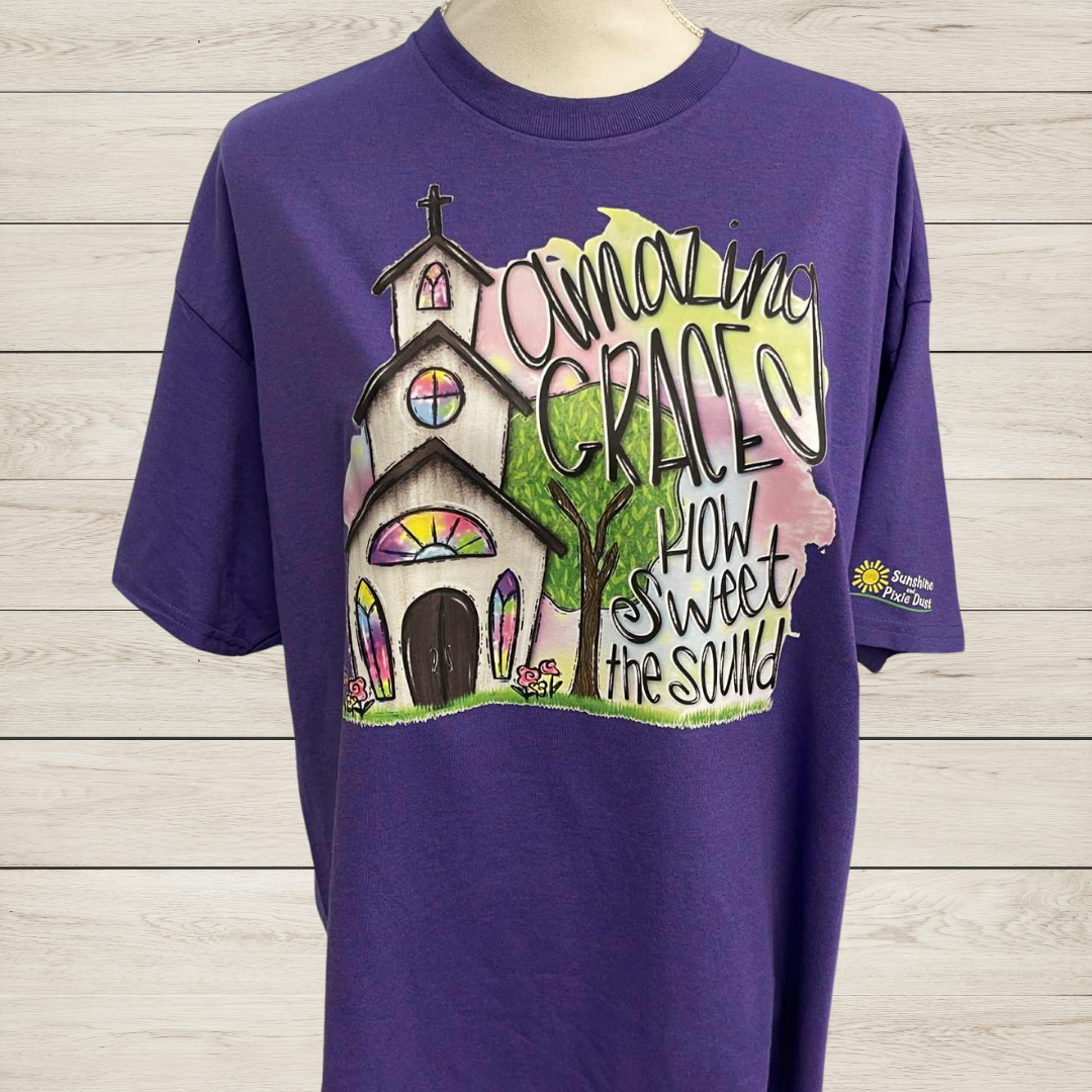 Amazing Grace How Sweet the Sound T-Shirt | Faith Shirt with Country Church Design | Christian Graphic Tee