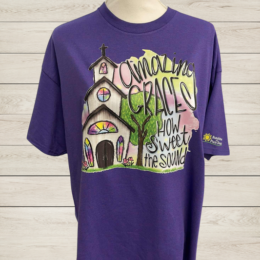 Amazing Grace How Sweet the Sound T-Shirt | Faith Shirt with Country Church Design | Christian Graphic Tee