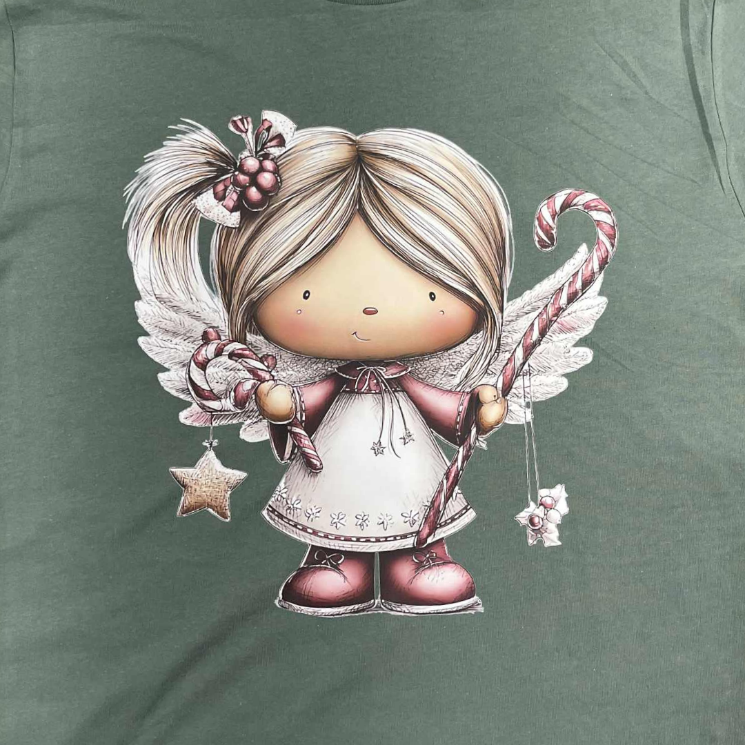 Candy Cane Angel Christmas Shirt – Whimsical Holiday Angel Graphic Tee – Sweet Christmas Top
