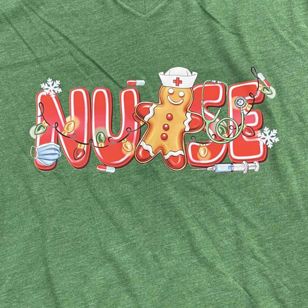 Gingerbread Nurse Christmas Shirt | Cute Holiday Nurse Tee | Christmas Shirt for Nurses and Healthcare Heroes