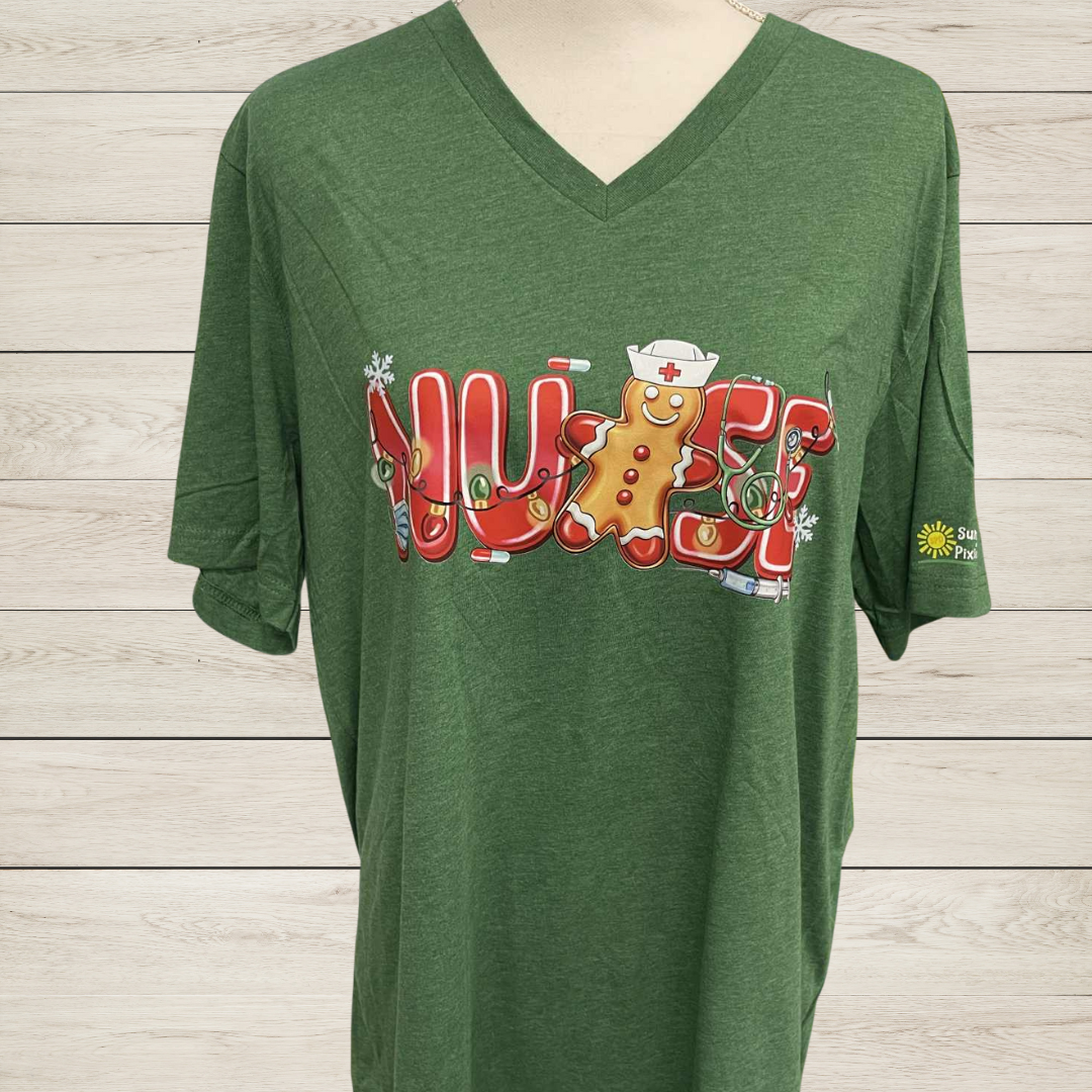 Gingerbread Nurse Christmas Shirt | Cute Holiday Nurse Tee | Christmas Shirt for Nurses and Healthcare Heroes