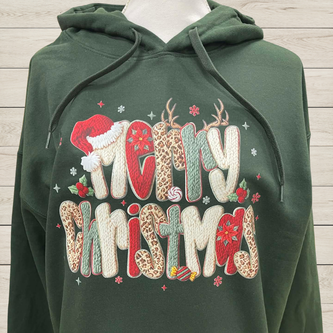 Merry Christmas Hoodie Sweatshirt | Festive Holiday Hoodie | Winter Graphic Hoodie | Cozy Christmas Apparel