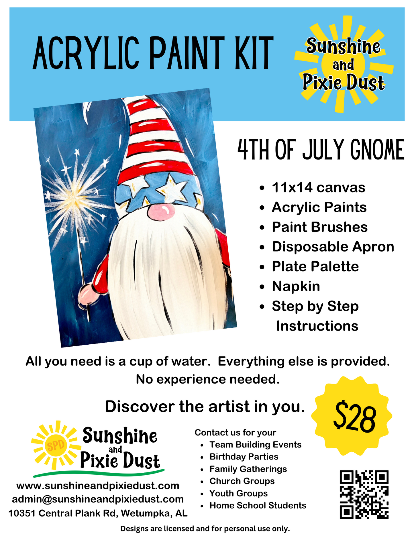 4th of July Gnome Acrylic Paint Kit