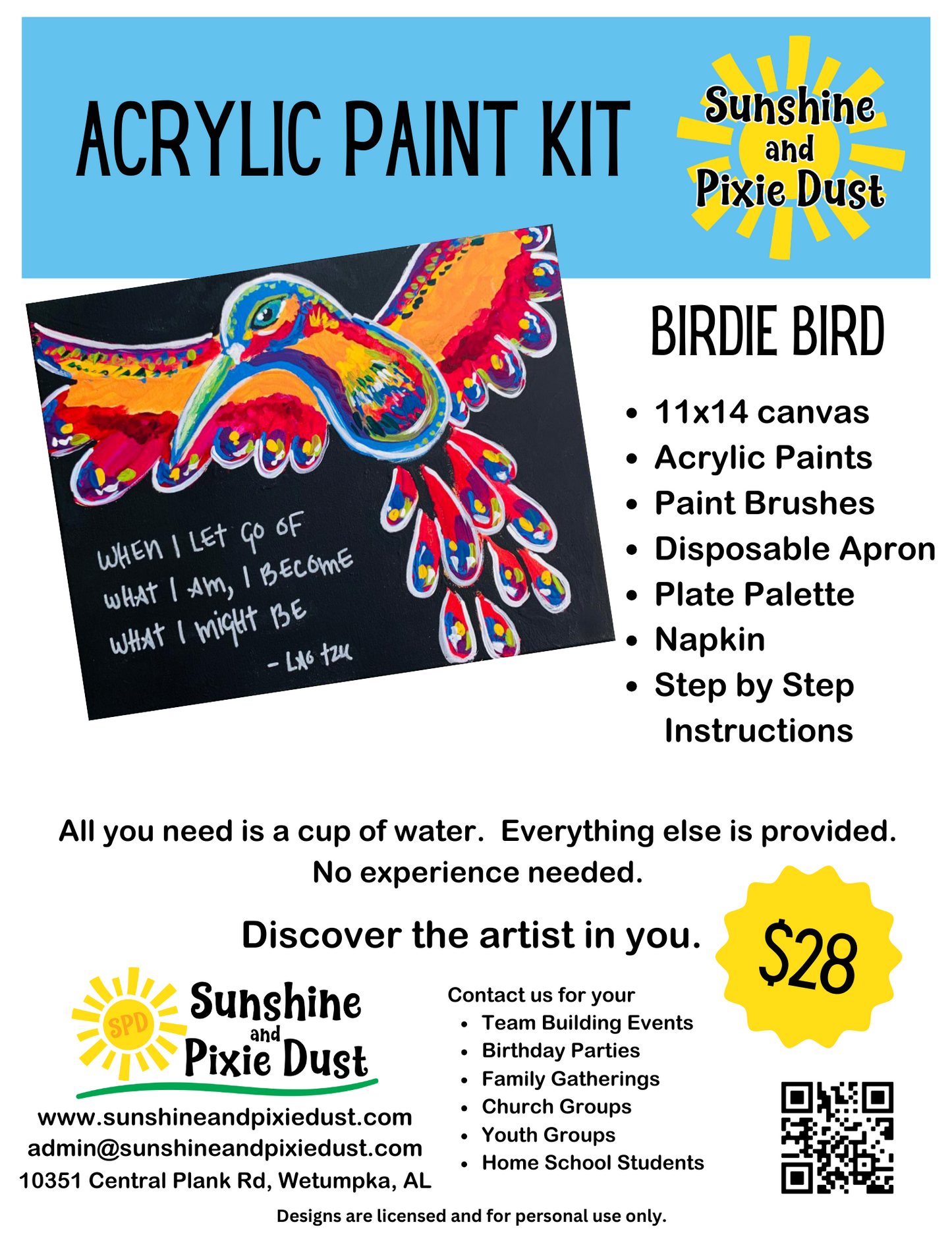 Birdie Bird Acrylic Paint Kit