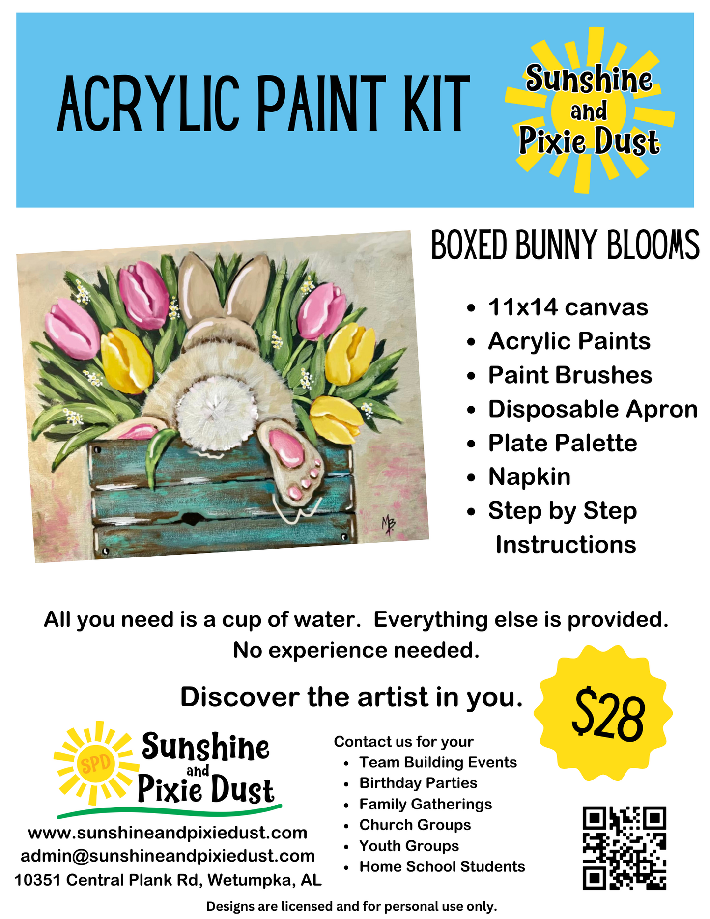 Boxed Bunny Blooms Acrylic Paint Kit