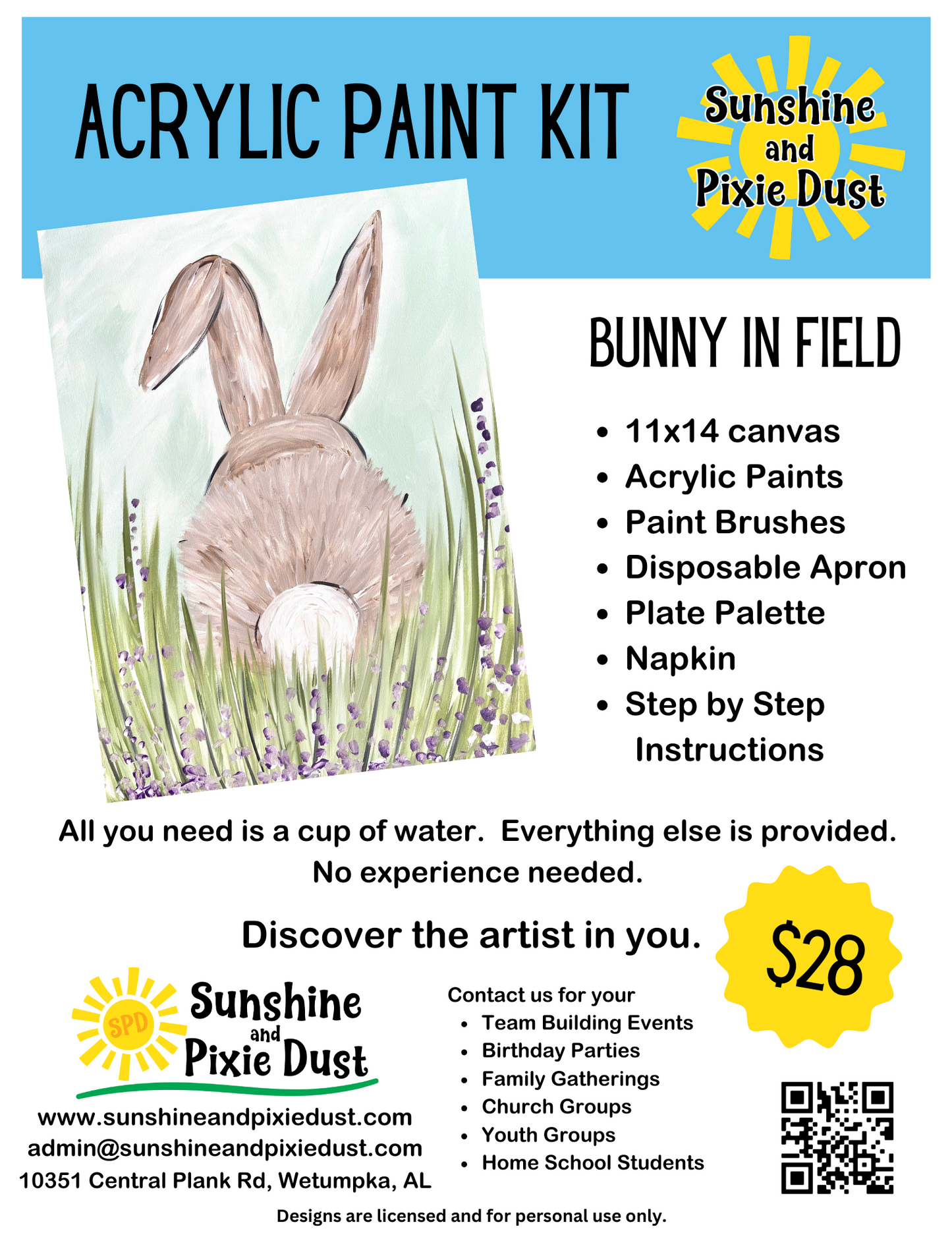 Bunny in Field Acrylic Paint Kit