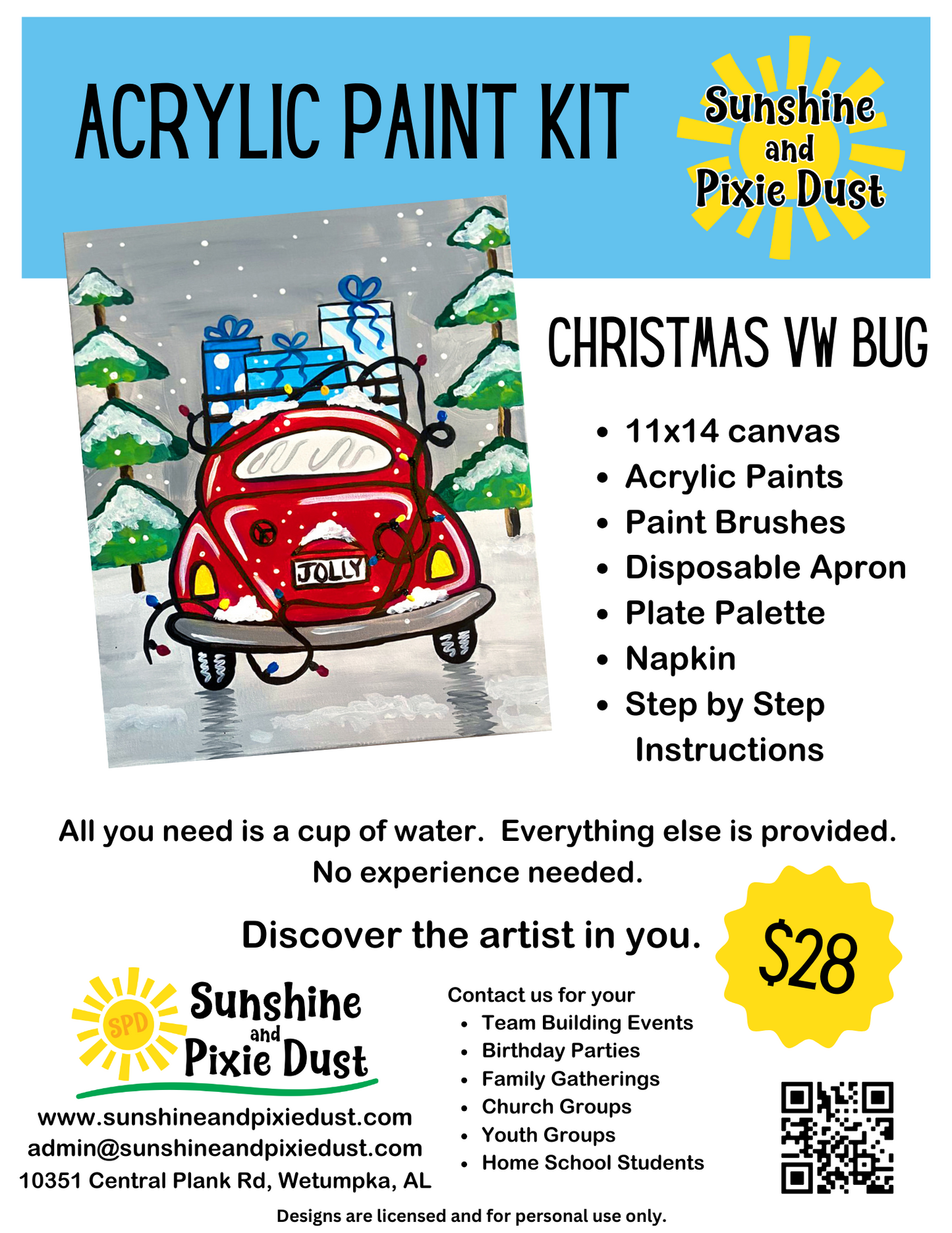 Christmas VW Bug Acrylic Paint Kit