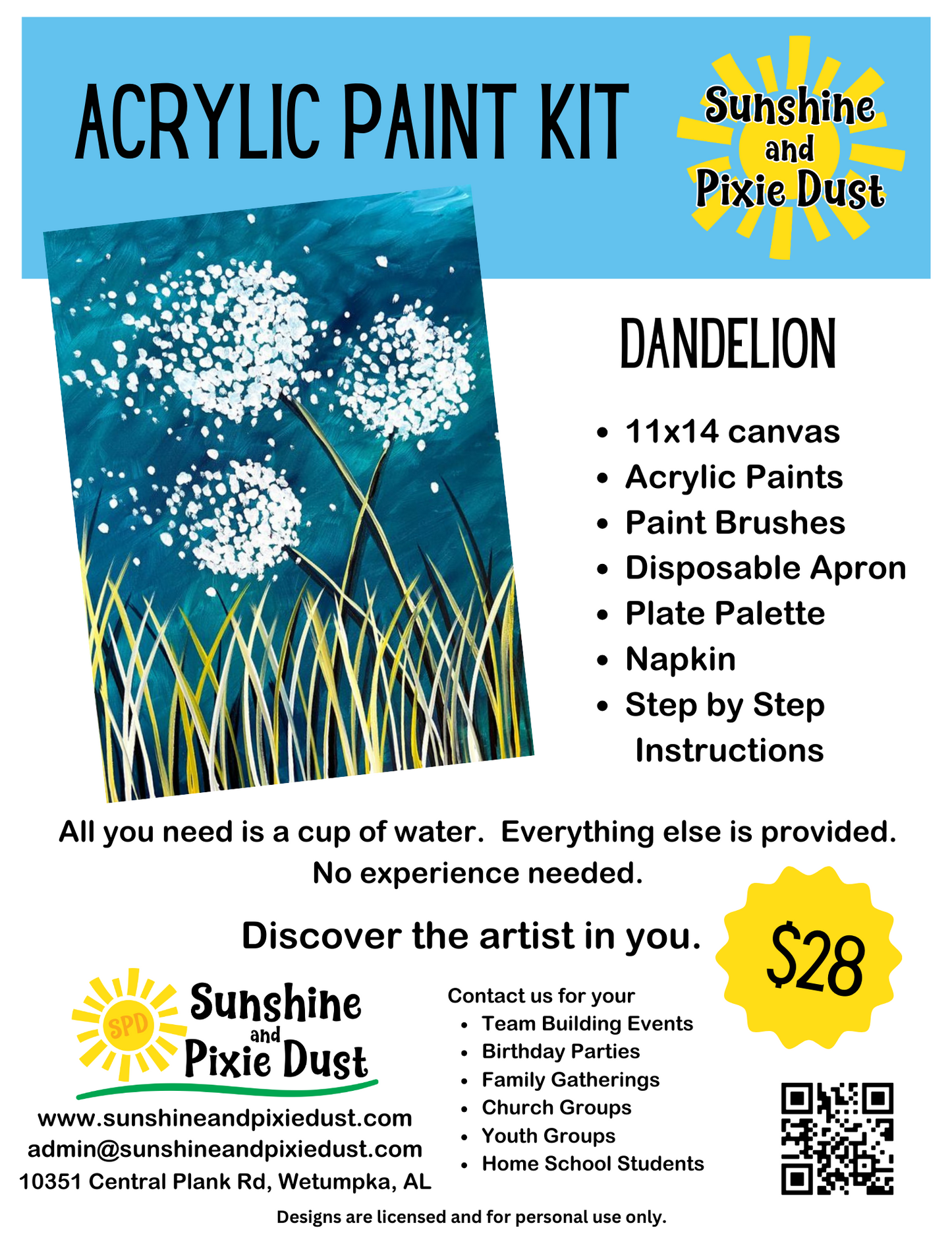 Dandelion Acrylic Paint Kit