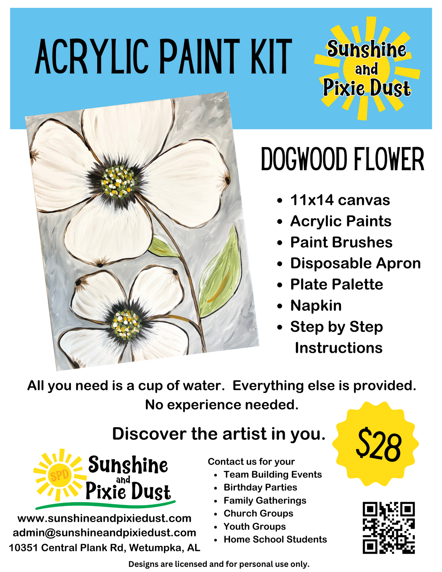 Dogwood Flower Acrylic Paint Kit