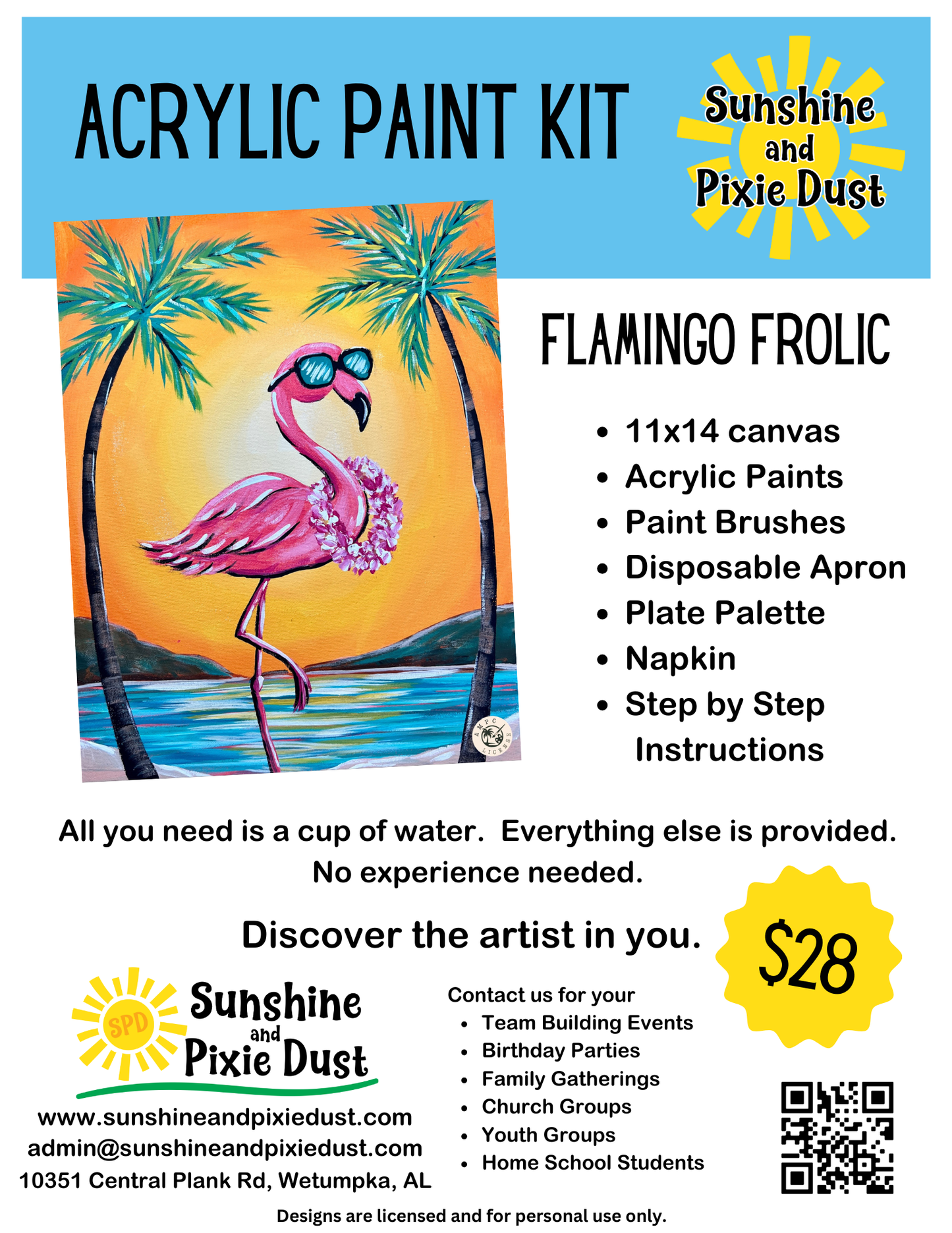 Flamingo Frolic Acrylic Paint Kit