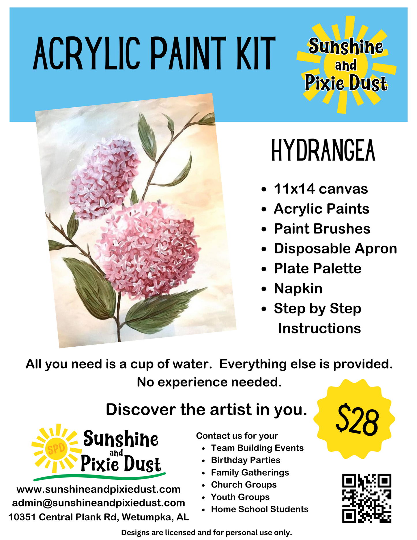 Hydrangea Acrylic Paint Kit