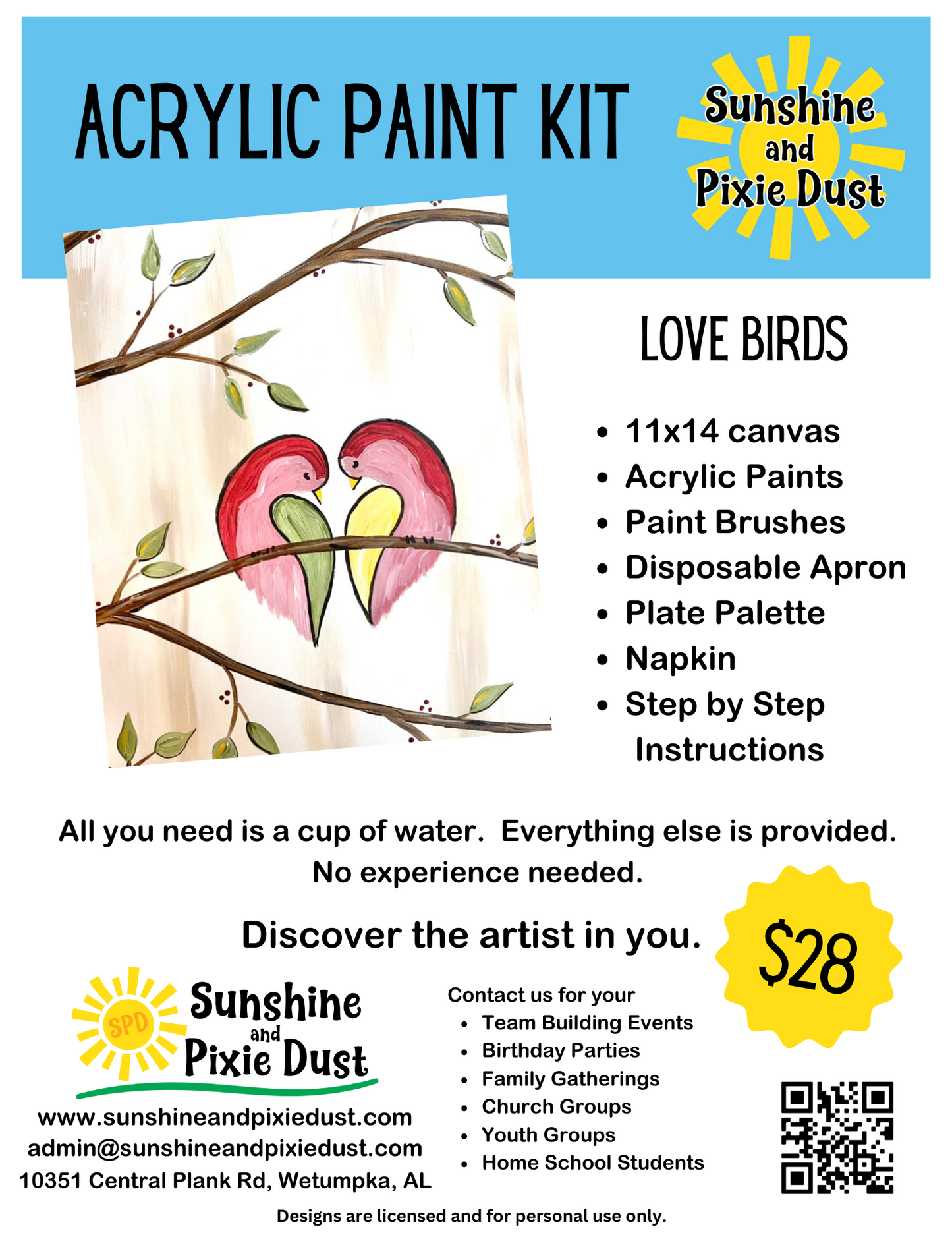 Love Birds Acrylic Paint Kit