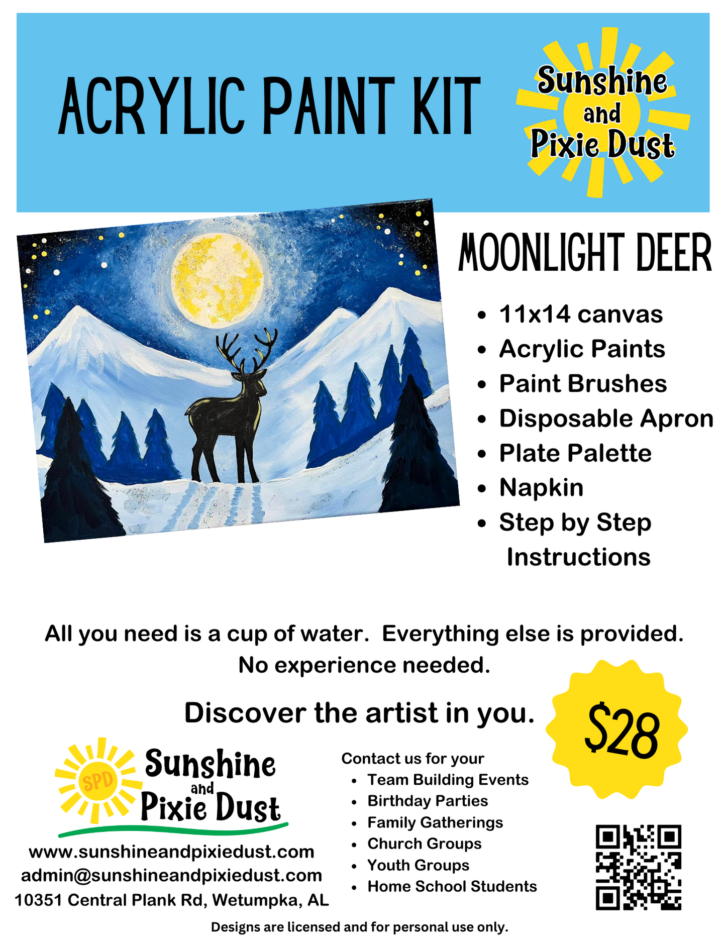 Moonlight Deer Acrylic Paint Kit