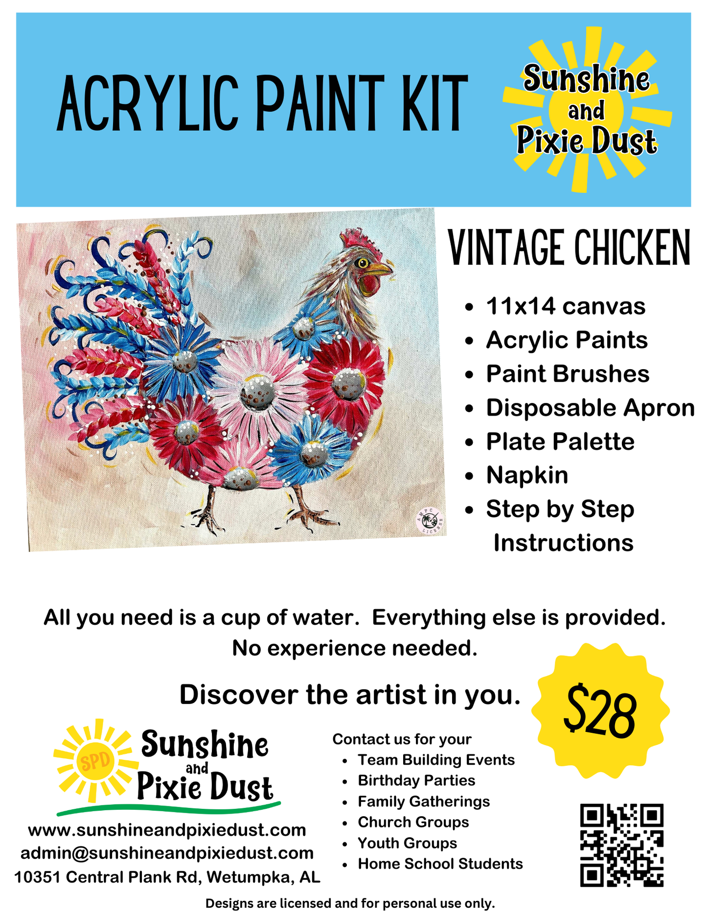 Vintage Chicken Acrylic Paint Kit