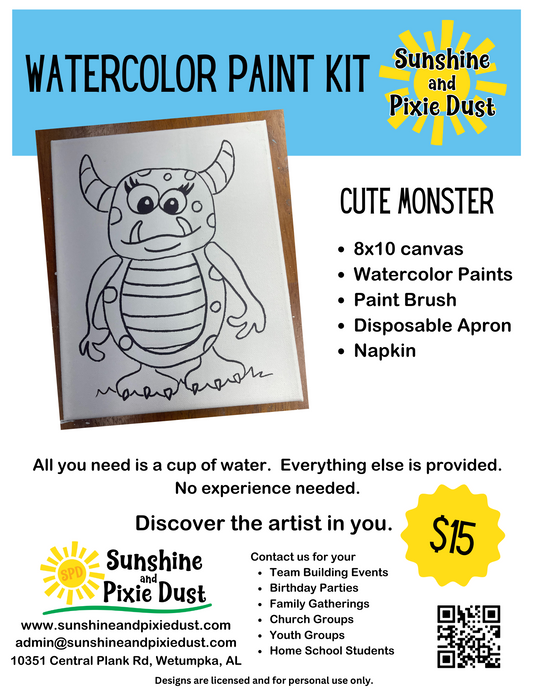 Cute Monster Watercolor Paint Kit