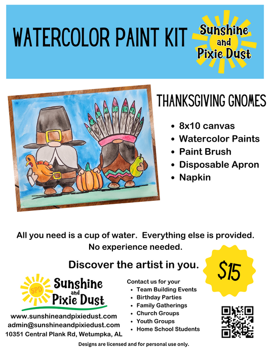 Thanksgiving Gnomes Watercolor Paint Kit