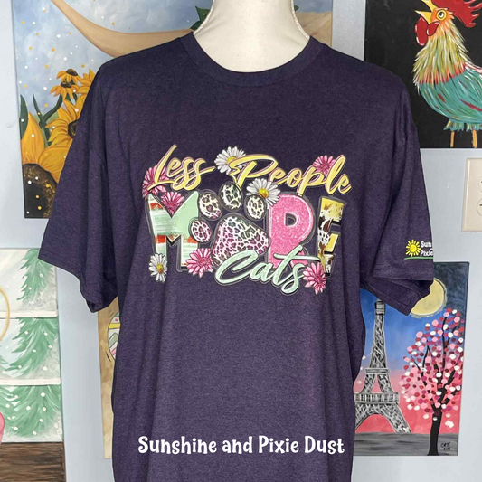 Less People More Cats Blackberry T-Shirt, Heavy Cotton, Unisex Fit