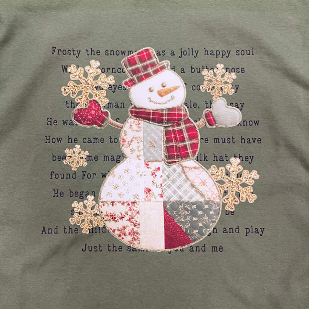 Patchwork Frosty Snowman Christmas Shirt • Vintage Snowman Tee • Holiday Graphic Tee (Short and Long Sleeve) • Winter Country Christmas Top • Cute Festive Shirt