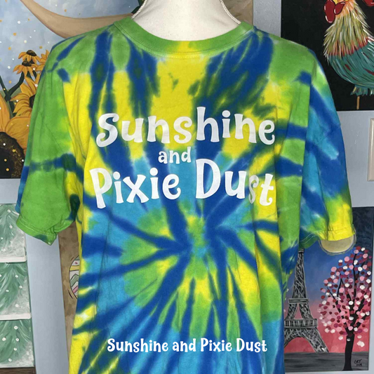 Sunshine and Pixie Dust Blue/Green/Yellow Tie Dye T-Shirt, SPD Merch, Unisex Fit