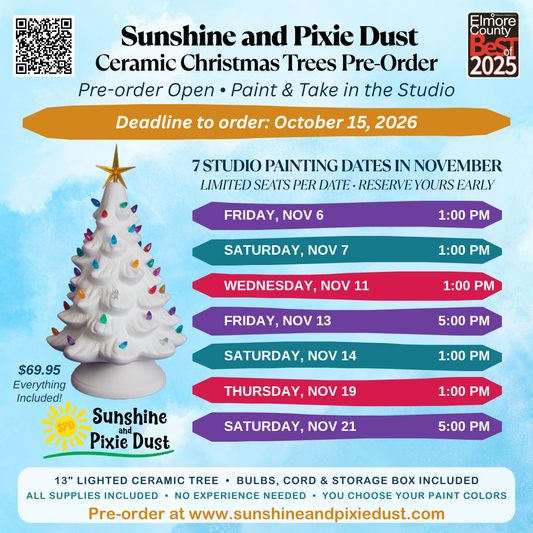 11/2026 Ceramic Christmas Tree Paint and Take Presale (SPD Studio)