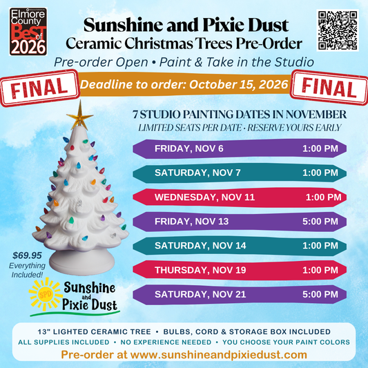 11/2026 Ceramic Christmas Tree Paint and Take Presale (SPD Studio)