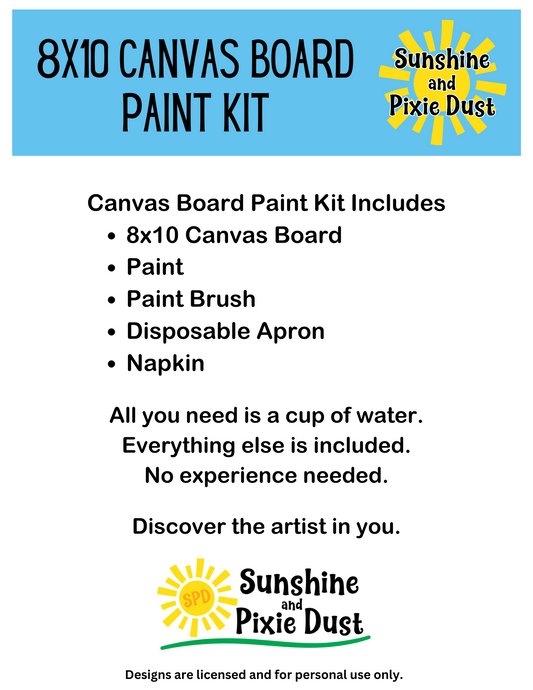 Tractor 8x10 Canvas Board Paint Kit - DIY Art Set All Ages, Traced Design, Paint & Brush, Quality Craft Project Gift