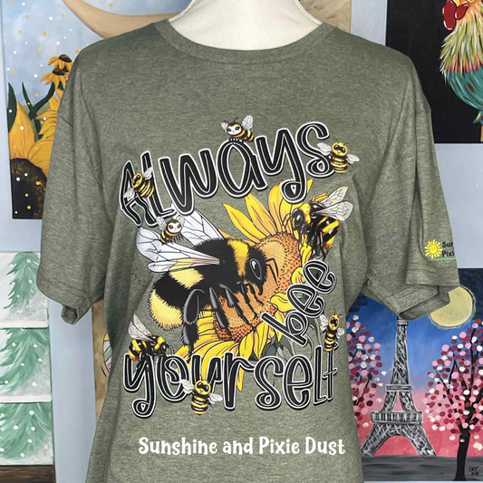 Always BEE Yourself Heather Military Green T-Shirt, Soft Style, Unisex Fit