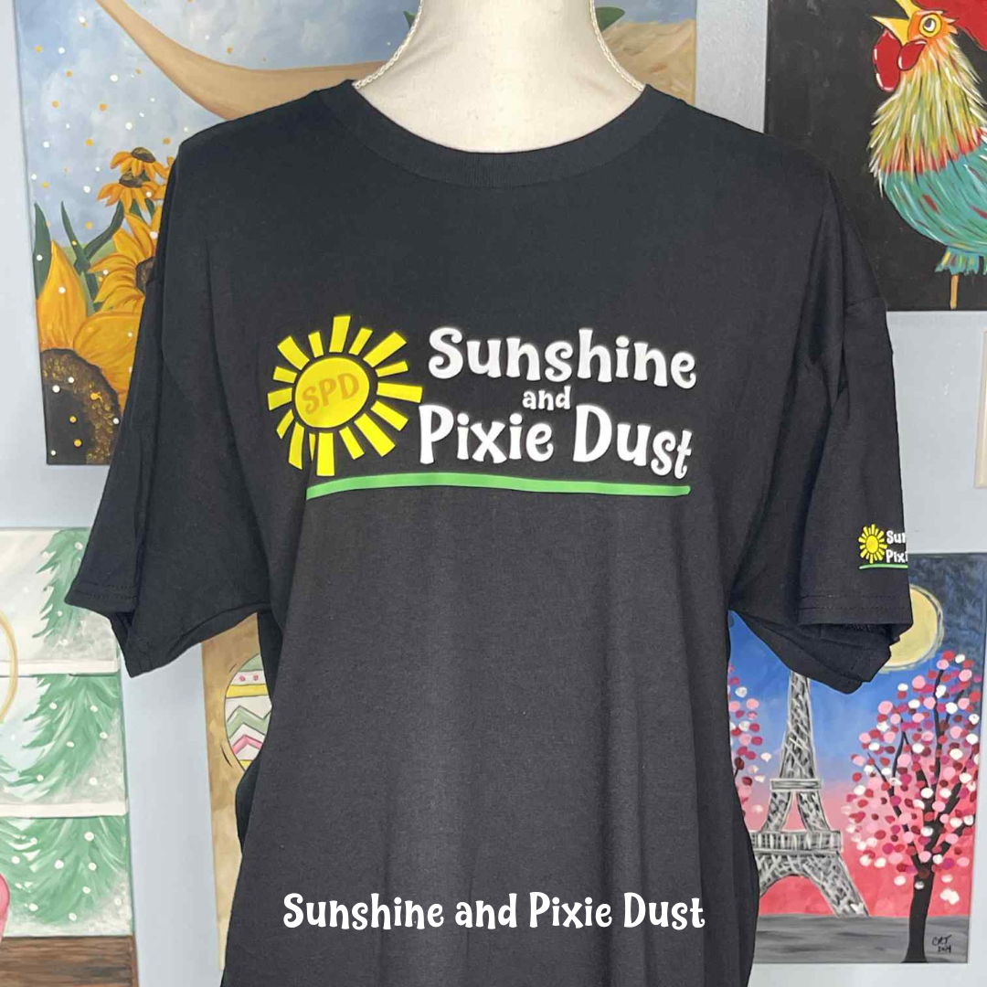 Sunshine and Pixie Dust Black T-Shirt, SPD Merch, Heavy Cotton, Unisex Fit