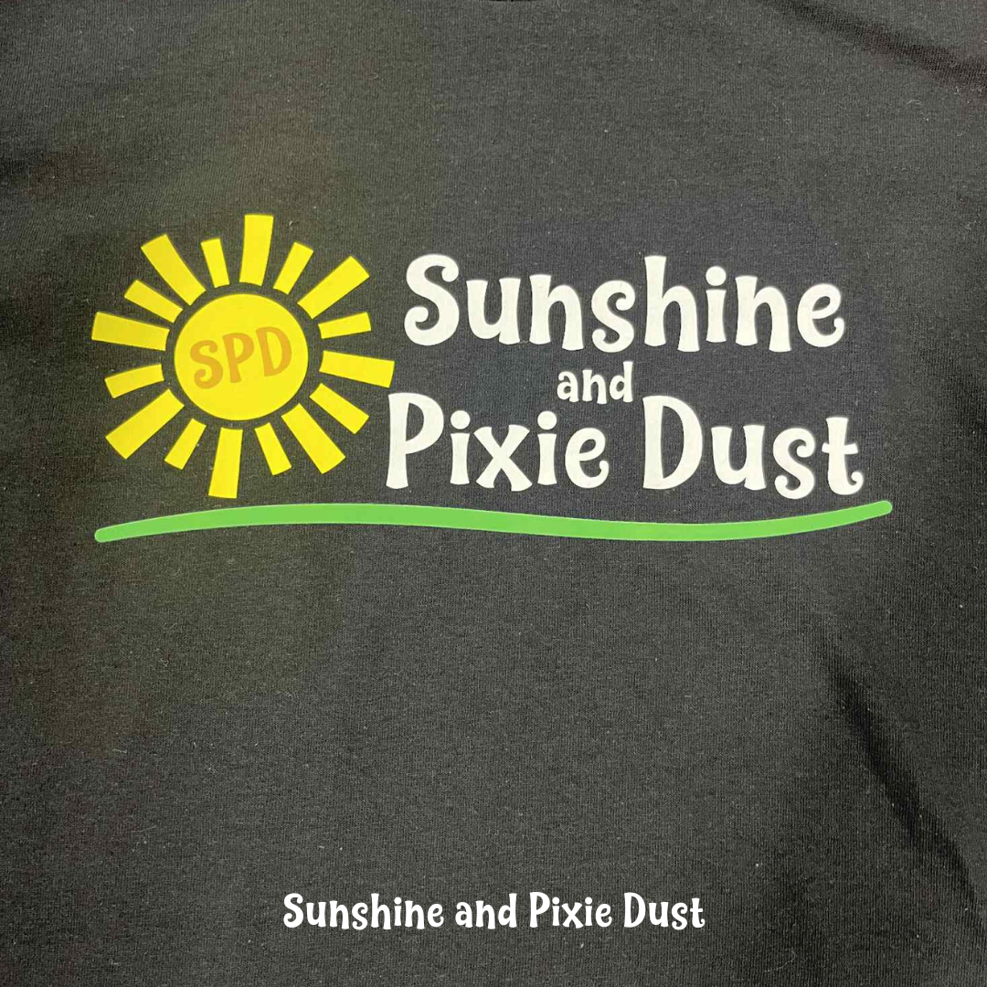 Sunshine and Pixie Dust Black T-Shirt, SPD Merch, Heavy Cotton, Unisex Fit