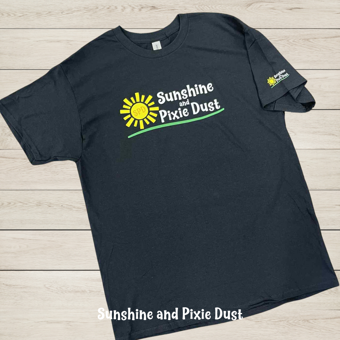 Sunshine and Pixie Dust Black T-Shirt, SPD Merch, Heavy Cotton, Unisex Fit